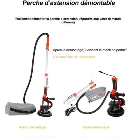 BLACKPINE – Giraffe Sander 800 W 800–1800 U/min, Zusammenklappbarer Trockenschleifer Mit Automatischer Staubsammlung, Mit LED-Licht, 10 Schleifscheiben, Flexiblem Schlauch Und 2 Kohlebürsten 4 BLACKPINE – Giraffe Sander 800 W 800–1800 U/min, Zusammenklappbarer Trockenschleifer Mit Automatischer Staubsammlung, Mit LED-Licht, 10 Schleifscheiben, Flexiblem Schlauch Und 2 Kohlebürsten – Bild 4