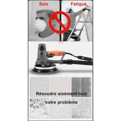 BLACKPINE - Ponceuse Girafe Court 750W 1300-2500RPM Φ180mm Collecte Automatique Des Poussières, Avec Lumière LED, 12 Disques Abrasifs 2 Brosses En Carbone -Poliermaschinen & Schleifmaschinen Verkaufsladen 60739836 4