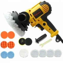 LIFCAUSAL 14Pcs Rotary Auto Polierer 600W Buffer Sander Poliermaschine 600-3700 U / Min 5 '' Schwamm Pad Mop Kit Autopflege Haushaltsgerät Polierwerkzeug EU-Stecker