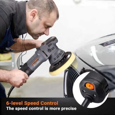 TACKLIFE PPGJ04A, Gess Auto-Polierer, Exzenter-Polierer, 6 Variable Geschwindigkeiten 1500 U/min-6400 U/min, 150-mm/125-mm-Basis, Abnehmbarer D-Griff/Seitengriff, 3M-Kabel, Auto-Polierschleifer 5 TACKLIFE PPGJ04A, Gess Auto-Polierer, Exzenter-Polierer, 6 Variable Geschwindigkeiten 1500 U/min-6400 U/min, 150-mm/125-mm-Basis, Abnehmbarer D-Griff/Seitengriff, 3M-Kabel, Auto-Polierschleifer – Bild 5