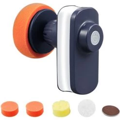 LIFCAUSAL Auto-Poliermaschine, Tragbare Elektrische Auto-Poliermaschine, Wachsmaschine Mit 4 Arten Von Polierscheiben, 5 M Kabellänge, 12000 U/min, 12 V, Dunkelblau