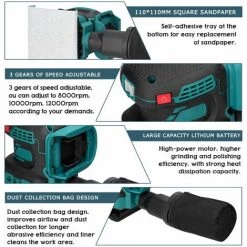 LIFCAUSAL Akku-Elektroschleifer 8000/10000/12000 U / Min 3-Gang-Getriebe Einstellbarer Holzschleifer Polierer Multifunktionale Polierschleifmaschine Kompatibel Mit Makita-Akku 9 LIFCAUSAL Akku-Elektroschleifer 8000/10000/12000 U / Min 3-Gang-Getriebe Einstellbarer Holzschleifer Polierer Multifunktionale Polierschleifmaschine Kompatibel Mit Makita-Akku -Poliermaschinen & Schleifmaschinen Verkaufsladen 63812859 5