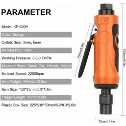 LIFCAUSAL Mini Set Di Smerigliatrici Diritte Pneumatiche 22000 RPM Kit Di Utensili Rotanti Per Lucidatura Pneumatica Dotato Di Pinze Da 1/4 Di Pollice 1/8 Di Pollice 2 Chiavi E 10 Pezzi Di Pietra Abrasiva KP-620H -Poliermaschinen & Schleifmaschinen Verkaufsladen 63813002 3