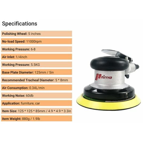 LIFCAUSAL Luft-Exzenterschleifer 5-Zoll-Luftschleifer Pneumatischer Schleifer Pneumatischer Handflächenpolierer 2 LIFCAUSAL Luft-Exzenterschleifer 5-Zoll-Luftschleifer Pneumatischer Schleifer Pneumatischer Handflächenpolierer – Bild 2