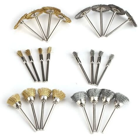 MINKUROW 24 Stück Drahtbohrbürsten, Stahl-Messing-Rad Und Topfdraht-Polierbürsten-Komplettset, Rotationsschleifer-Werkzeuge Zum Entfernen Von Rost/Korrosion/Farbe 1 MINKUROW 24 Stück Drahtbohrbürsten, Stahl-Messing-Rad Und Topfdraht-Polierbürsten-Komplettset, Rotationsschleifer-Werkzeuge Zum Entfernen Von Rost/Korrosion/Farbe