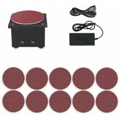 LIFCAUSAL Mini-Tellerschleifer, Elektrischer Kantenschärfer, 7 Variable Geschwindigkeiten, 10 Schleifscheiben, Heimwerker-Tischschleifer, Polierschleifmaschine Für Holz, Metall, Acryl, Stein