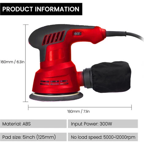 ASUPERMALL 300W Handheld Elektro Exzenterschleifer 5 Zoll 125mm Schleifteller Elektroschleifer Holzbearbeitung Möbel Auto Poliermaschine Mit Staubbox 6 Geschwindigkeitsregulierung 2 ASUPERMALL 300W Handheld Elektro Exzenterschleifer 5 Zoll 125mm Schleifteller Elektroschleifer Holzbearbeitung Möbel Auto Poliermaschine Mit Staubbox 6 Geschwindigkeitsregulierung – Bild 2