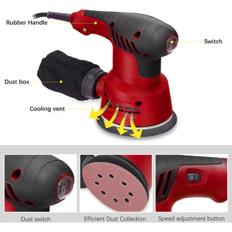 ASUPERMALL 300W Handheld Elektro Exzenterschleifer 5 Zoll 125mm Schleifteller Elektroschleifer Holzbearbeitung Möbel Auto Poliermaschine Mit Staubbox 6 Geschwindigkeitsregulierung 4 ASUPERMALL 300W Handheld Elektro Exzenterschleifer 5 Zoll 125mm Schleifteller Elektroschleifer Holzbearbeitung Möbel Auto Poliermaschine Mit Staubbox 6 Geschwindigkeitsregulierung – Bild 4