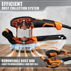 PEDY Exzenterschleifer, 450 W, 13000 U/min, Multifunktionsschleifer Mit Zusatzhandgriff, 6 Geschwindigkeiten, Mit 3 Polierzubehörteilen, 20 X Schleifpapier (Körnung 80/120/180/240) -Poliermaschinen & Schleifmaschinen Verkaufsladen 66992539 4