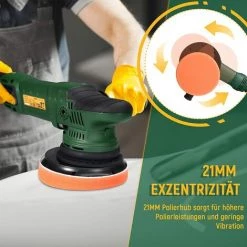 PEDY Exzenter Poliermaschine, 21mm-1050W Polierer Mit 6 Variable Geschwindigkeit(1400-4800RPM), Zum Poieren Von Autos, Schiff Und Möbeln - EPM01