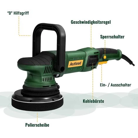 PEDY Exzenter Poliermaschine, 21mm-1050W Polierer Mit 6 Variable Geschwindigkeit(1400-4800RPM), Zum Poieren Von Autos, Schiff Und Möbeln - EPM01 3 PEDY Exzenter Poliermaschine, 21mm-1050W Polierer Mit 6 Variable Geschwindigkeit(1400-4800RPM), Zum Poieren Von Autos, Schiff Und Möbeln - EPM01 – Bild 3