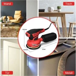 RELAX4LIFE Exzenterschleifer, 280 W Schleifmaschine Inkl. 15 Stück Schleifpapier & Staubsammler, 6 Geschwindigkeit, 6000-12000RPM, Durchmesser: 125mm, Ideal Für Heimwerker & Schleifen & Polieren -Poliermaschinen & Schleifmaschinen Verkaufsladen 67186852 5