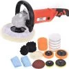 RELAX4LIFE Poliermaschine Mit 6 Stufen Variabler Geschwindigkeit, 1000 – 3000 U/min, Poliergeraet Set Mit Zubehoer, Ideal Zum Polieren Von Auto, Schiffen, Boeden, 1500 W, 230 V/ 50 Hz,schwarz + Orange