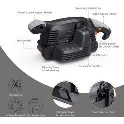 FEMOR Bandschleifer 3 × 18 Zoll Mit 13 Schleifbändern, Tischschleifer Mit Variabler Geschwindigkeitsregelung, Festen Schraubklemmen, Staubbox, Vakuumadaptern, 10 Fuß (3 Meter) Langem Netzkabel B10 -Poliermaschinen & Schleifmaschinen Verkaufsladen 67865959 3
