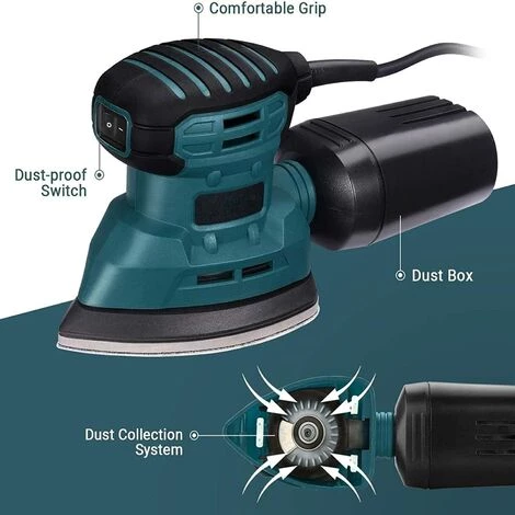 FEMOR Deltaschleifer Mit Schleifpapier, 130W 12000 OPM Multischleifer Staubsammelsystem Und Staubbox, Blau 2 FEMOR Deltaschleifer Mit Schleifpapier, 130W 12000 OPM Multischleifer Staubsammelsystem Und Staubbox, Blau – Bild 2