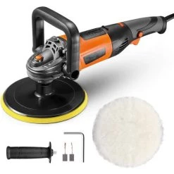 FEMOR 1200W Polierer 1500–3500 U/min 6 Variable Geschwindigkeit 180 Mm Wechselplatte D-Griff Geeignet Zum Polieren Von Autos, Booten, Möbeln