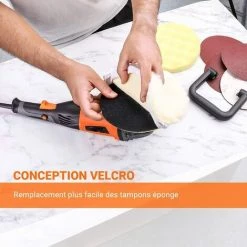 FEMOR 1200W Polierer 1500–3500 U/min 6 Variable Geschwindigkeit 180 Mm Wechselplatte D-Griff Geeignet Zum Polieren Von Autos, Booten, Möbeln -Poliermaschinen & Schleifmaschinen Verkaufsladen 68686568 4