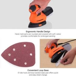 FEMOR Deltaschleifer, 130W Schleifmaschine Mit 20 Pcs. Schleifpapieren, 360° Drehbares Schleifpad, 12000 RPM Mit Effizientem Staubsammelsystem, Für DIY -Poliermaschinen & Schleifmaschinen Verkaufsladen 68686628 4