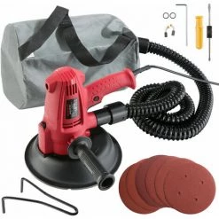 AREBOS Trockenbauschleifer Wandschleifer Deckenschleifer 710 W Mit Staubfangsack - Rot