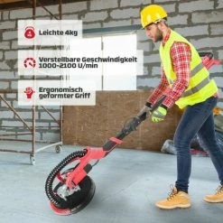 AREBOS Langhalsschleifer Deckenschleifer Wandschleifer Trockenbauschleifer 710W 225mm - Rot -Poliermaschinen & Schleifmaschinen Verkaufsladen 6871000 4