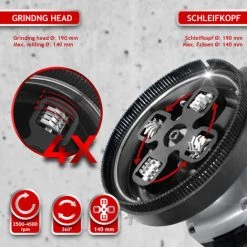 TIMBERTECH® Betonfräse - 1500 W, Mit Absaughaube, Drehzahlregelung 2500–4500 U/min, Schleiftopf: Durchmesser Der Fräse Bis 140 Mm - Betonschleifer, Sanierungsfräse, Putzfräse, Fräsmaschine Für Beton -Poliermaschinen & Schleifmaschinen Verkaufsladen 69113327 3