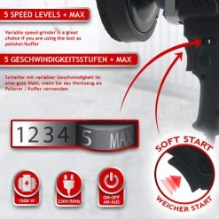 TIMBERTECH® Betonfräse - 1500 W, Mit Absaughaube, Drehzahlregelung 2500–4500 U/min, Schleiftopf: Durchmesser Der Fräse Bis 140 Mm - Betonschleifer, Sanierungsfräse, Putzfräse, Fräsmaschine Für Beton -Poliermaschinen & Schleifmaschinen Verkaufsladen 69113327 5