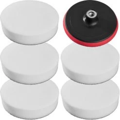 TECTAKE 5 Polierschwämme 180mm Soft Inkl. Polierteller 180 Mm - Polierpads, Polierscheiben, Polierteller - Weiß
